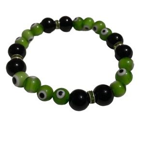 Green & black evil eye bracelet
